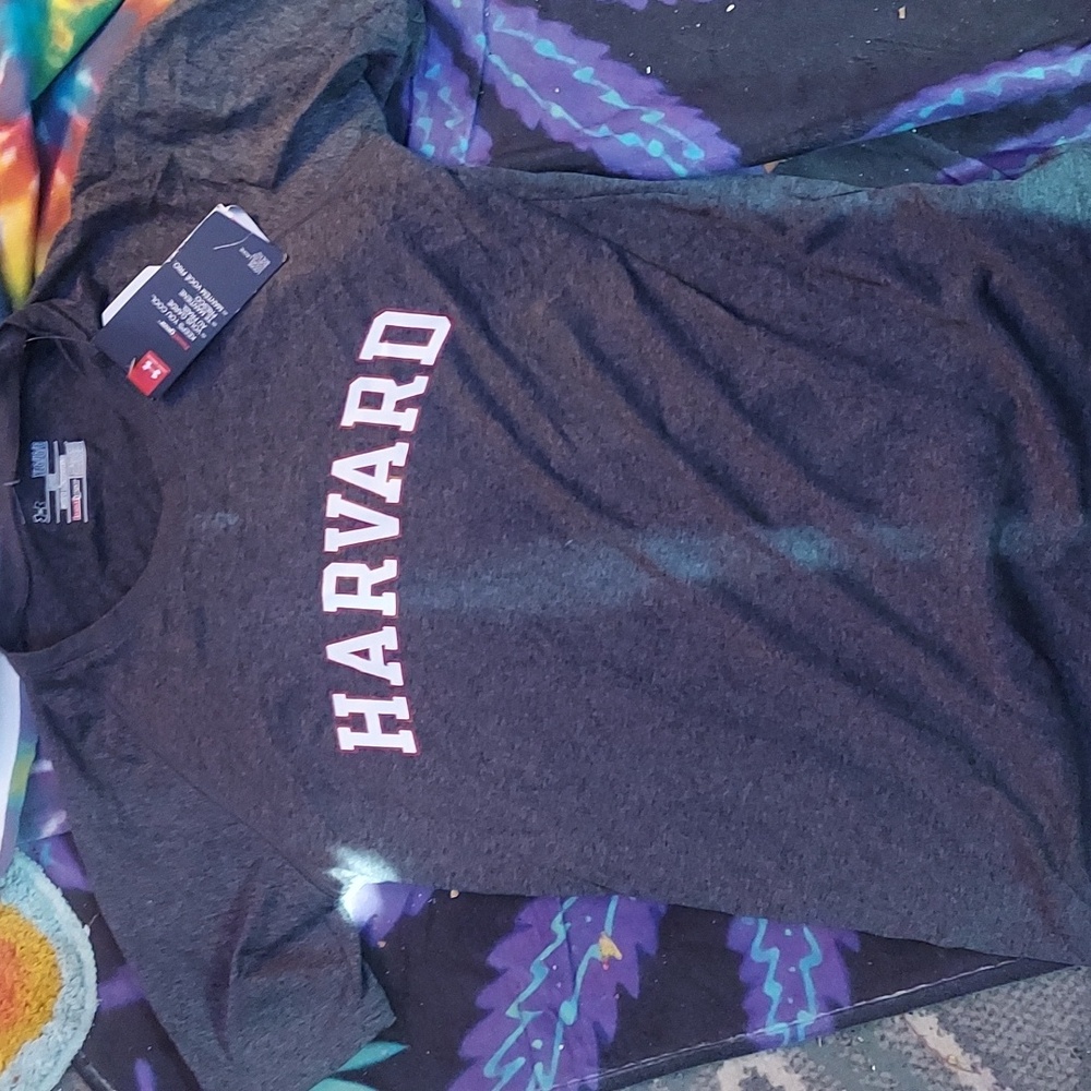 Under Armour  trendy spell out Harvard Gray  Shirt. Nwt. - Picture 2 of 2